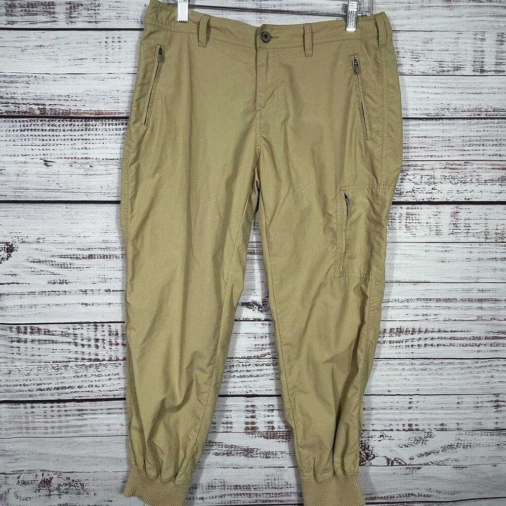 Gramicci Pants Women’s 6 Nylon Beige Ankle Jogger Lightweight Hiking Cargo Zip
